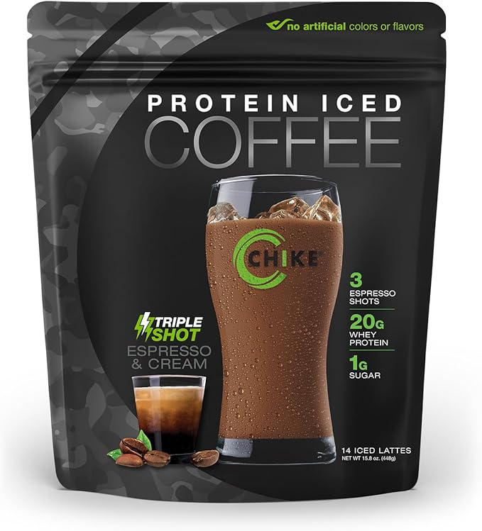 Chike High Protein Iced Coffee Sampler Pack and Triple Shot Bundle, 20 G Protein, 2-3 Shots Espresso, 1 G Sugar, Keto Friendly and Gluten Free, 14 Serving Bag and 6 Sample Packets, 20 Servings