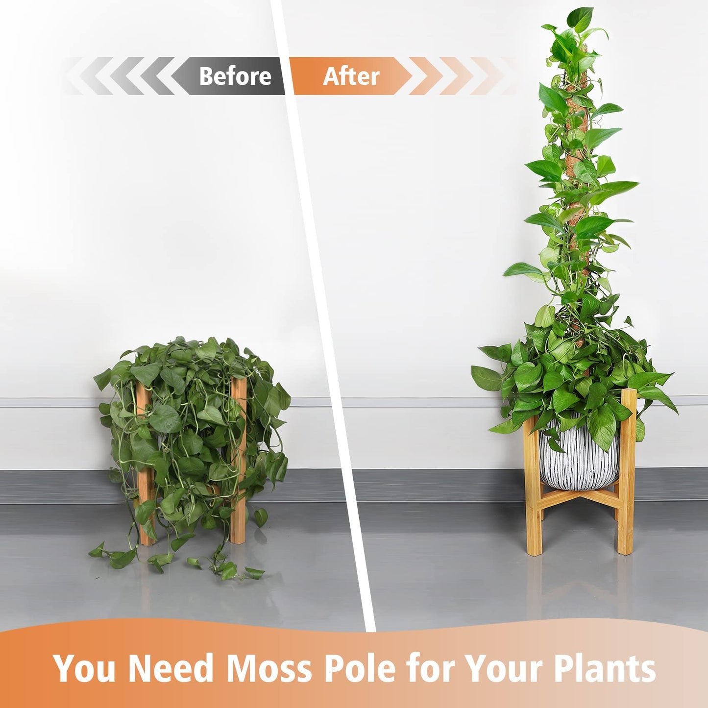 JJGoo Moss Pole for Plants Monstera,【6 Pack】 17 inch Plant Support Pole, Extendable Coir Totem Pole for Potted Plants Pothos, Train Indoor Climbing Plants to Grow Upwards