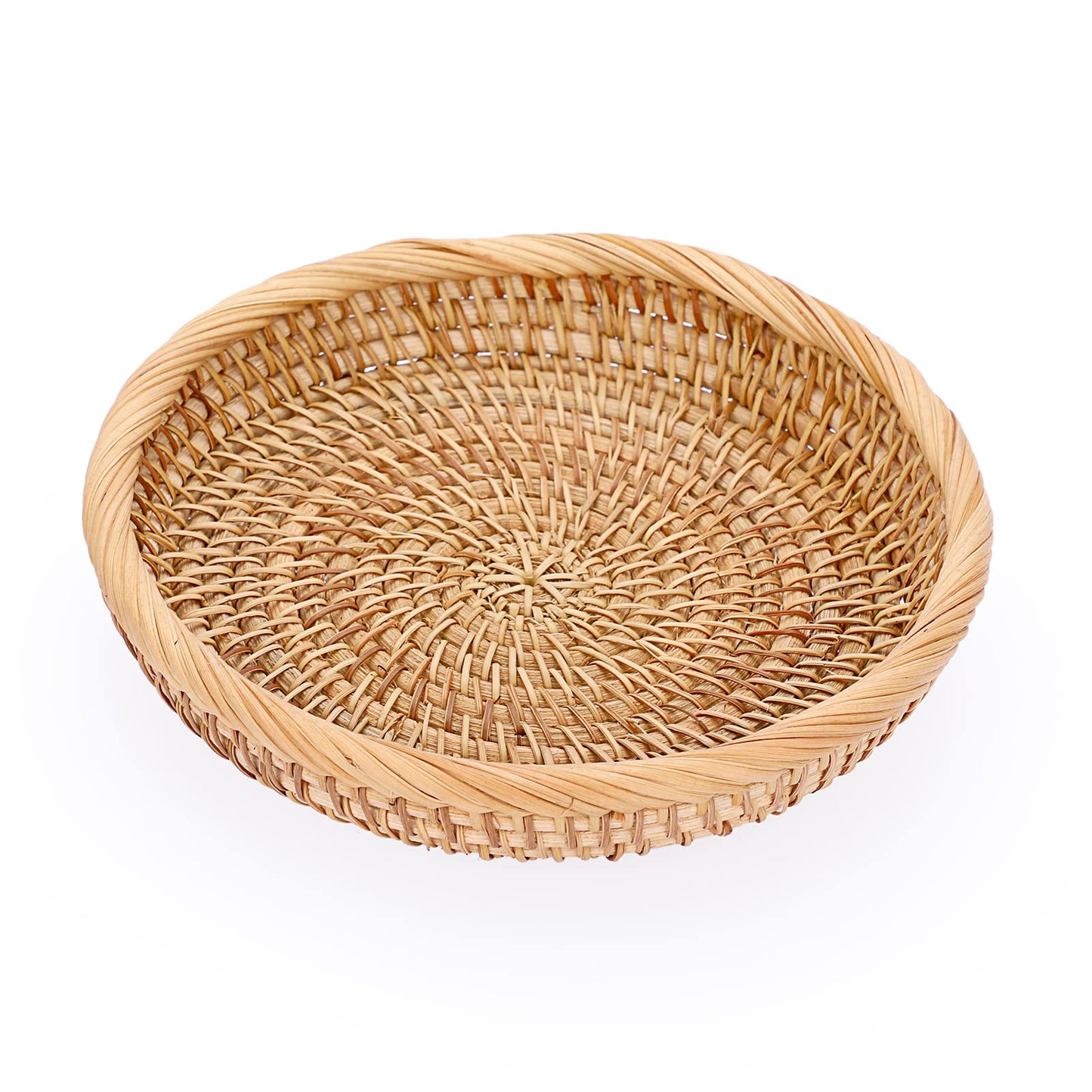 Hipiwe Small Woven Wicker Basket - 7.6" Round Entryway Organizer for Keys, Wallet, Cell Phone & Snacks