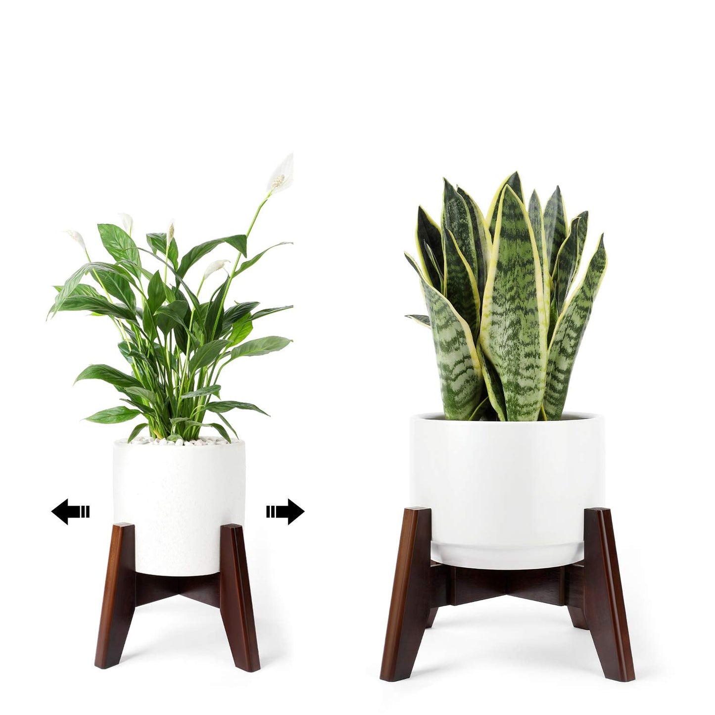 Seanmi Plant Stands for Indoor Plants, Bamboo Plant Stand, Mid Century Plant Holder, Adjustable Width, Fits 8 9 10 11 12 inches Pots - Dark Brown (Planter Stand Only)