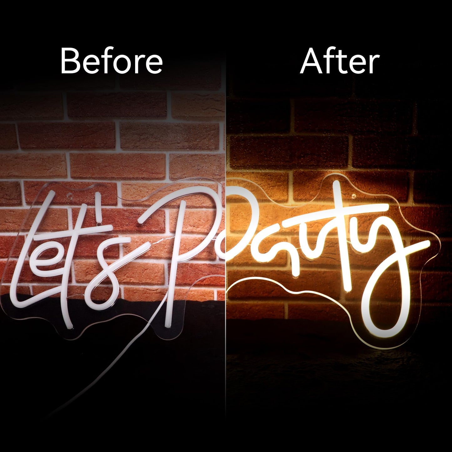 Let's Party Neon Sign for Party Decorations Let's Party LED Signs Neon Lights Sign for Party Backdrop Wall Decor Proposal Decorations Bachelorette Party Engagement Party Birthday Party Wedding Party 21.7×10.4 Inch (warm white)