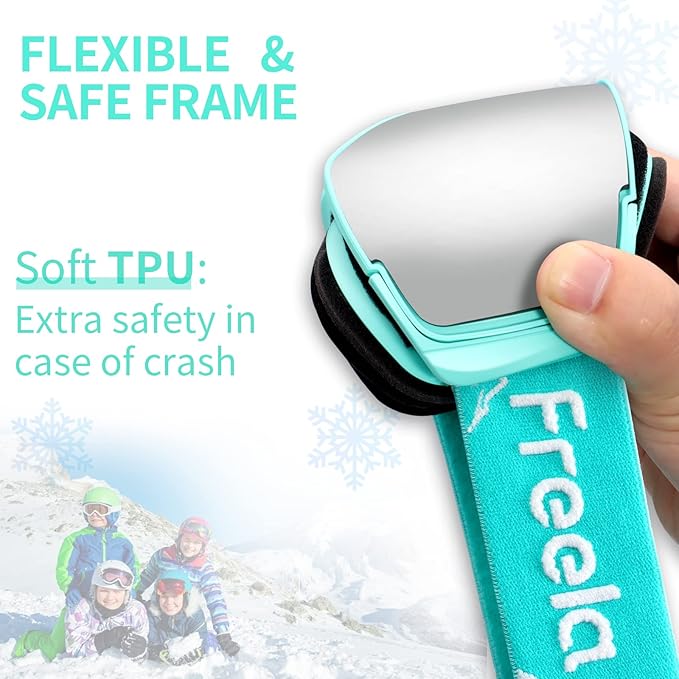Freela Kids Ski Snowboard Goggles for Toddler(3-14) Youth Anti Fog Anti UV Goggles Girls Boys Snow Skiing Equipment