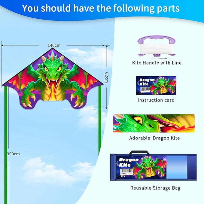 Xida Kites for Kids Ages 4-8, Large Kite for Adults, Easy to Fly Beach Kites with Handle and String,Perfect for Beginners,Beach,and Outdoor Flying Fun