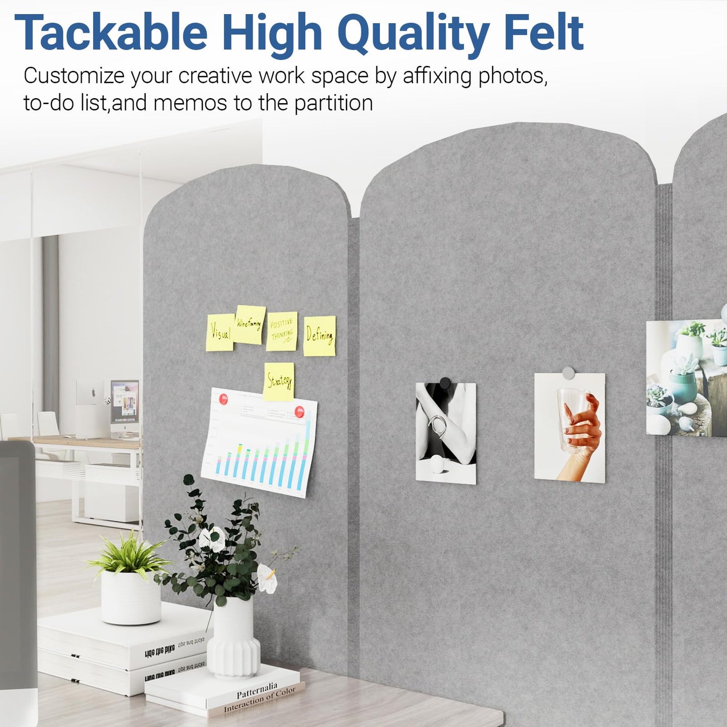 Natwind 3-Panel Office Room Divider, 73.2 x 71 inches Portable Office Partition, Freestanding Folding Privacy Wall for Cubicle & Temporary Indoor Space Separation (Grey)