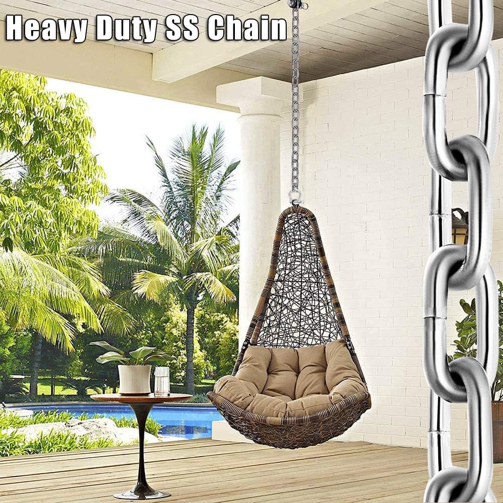 Stainless Steel Chain, Lsqurel 3/8inch Heavy Duty Chain Link Chain 6.5feet Safety Chain Utility Chain Metal Chain for Indoor and Outdoor