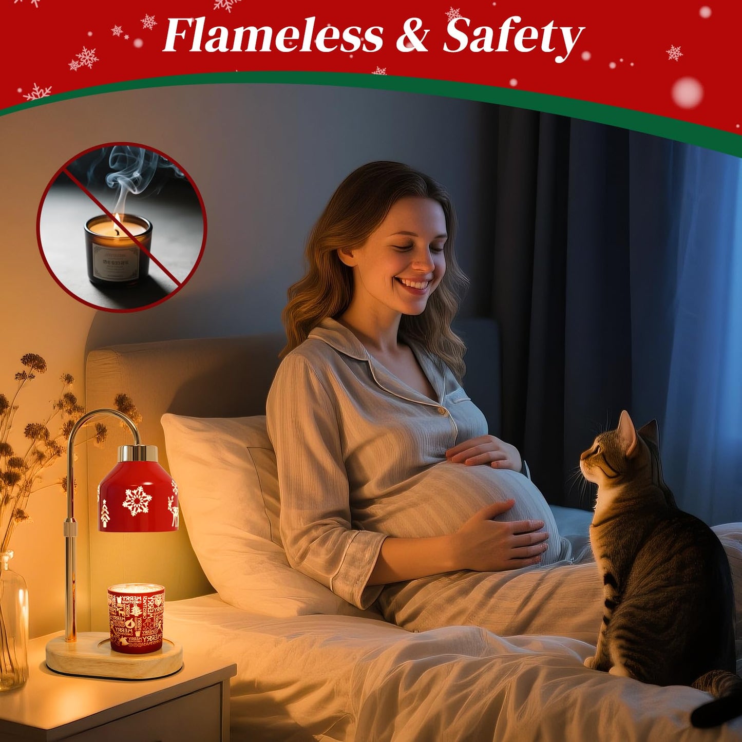 Seniny Christmas Candle Warmer Lamp with Timer, Adjustable Height Dimmable Lamp Candle Warmer for Jar Candles, Electric Warming Light, Home Decor Flameless Wax Melter Lamps, Birthday Gifts for Women
