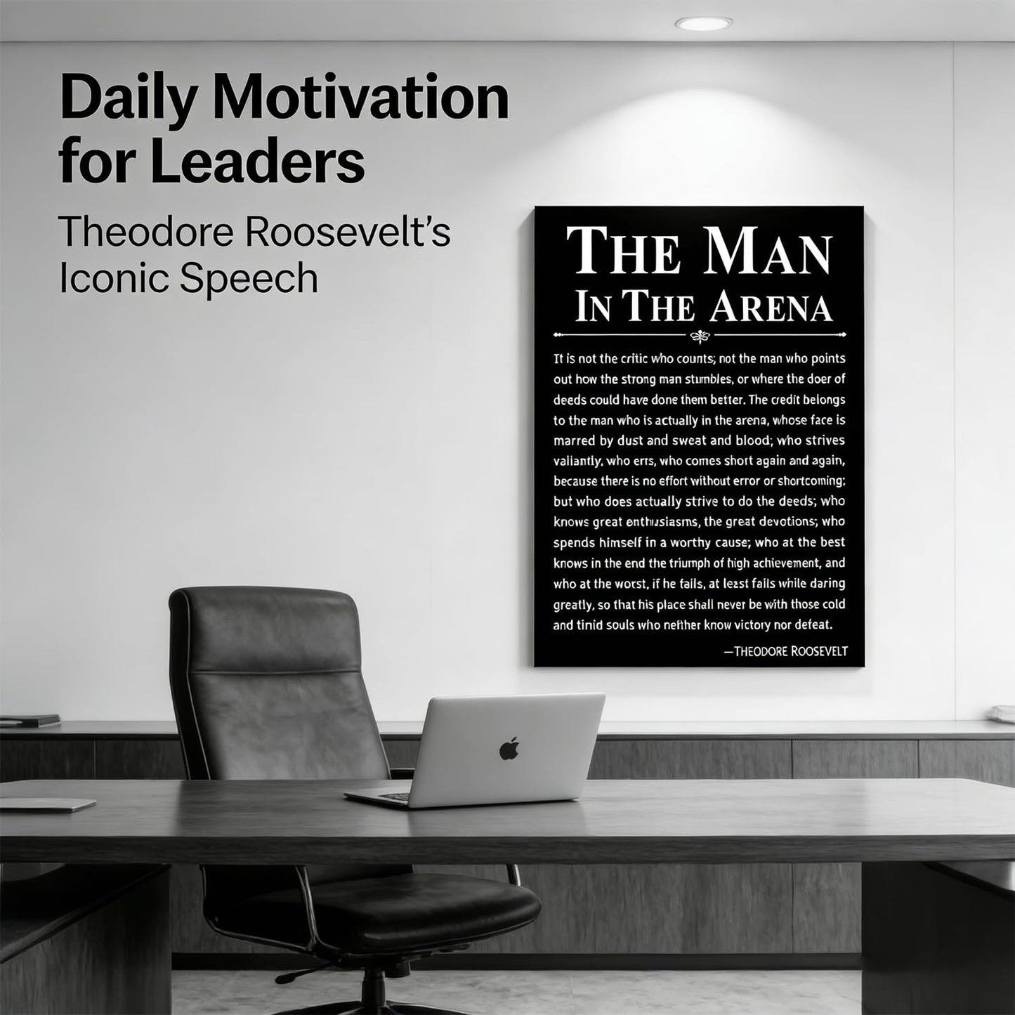Office Inspirational Canvas Wall Art The Man in the Arena Painting picture Wall Decor Motivational Positive Quote Poster Print Artwork Gift for Men&Women Office Home Decoration 12x16 in Black Canvas