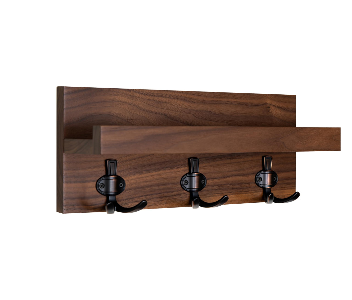 Straga Handmade Entryway Organizer–Wall-Mounted Shelf with 3 or 4 Sturdy Hooks for Coats, Bags, Keys & Umbrellas – Mudroom, Hallway, Bathroom, Modern-Traditional Design – Made in USA 10