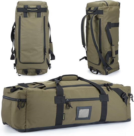 105l Large Duffel Bag For Travel, Gym & Sports - Water Repellent Polyester, Hidden Straps, Shoe Compartment - Perfect Luggage Duffle Bag Or Backpack For Men & Women