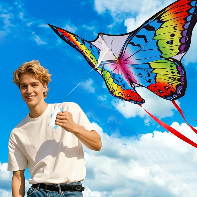 Butterfly Kites for Kids & Adults, Easy to Fly Design with Long Tail for Stability, for Kids Ages 4-8 & Beginners, Beach & Park Use | Family Outdoor Fun