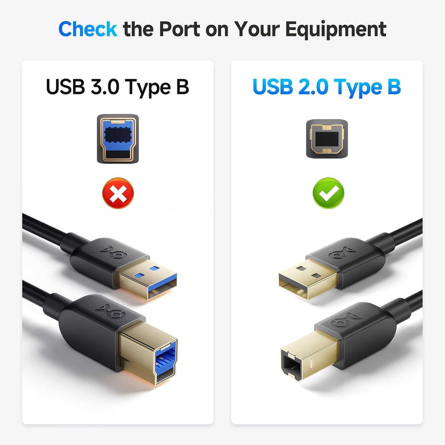 3-Pack 3ft, Cable Matters Short USB Printer Cable - USB A to B Cable, Compatible with Printer, External Hard Drive