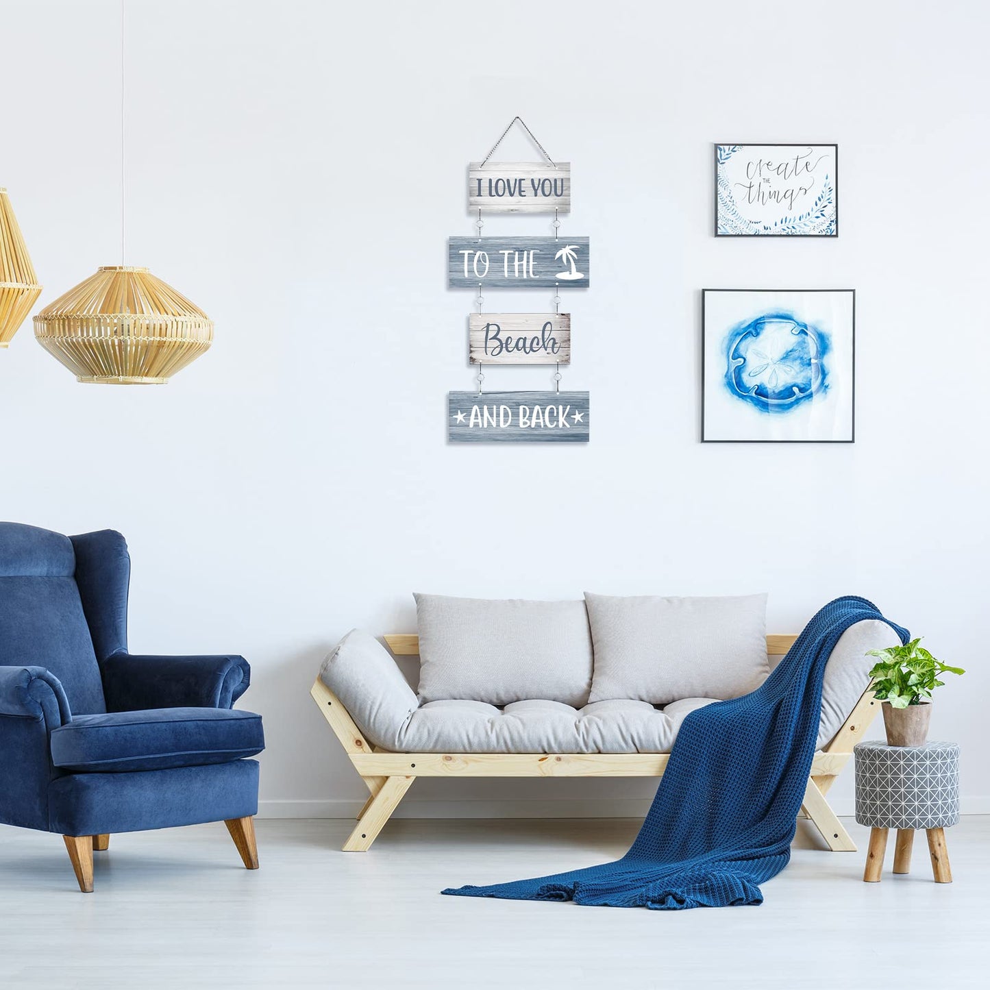 Hotop Beach Wall Decor for Bathroom Aluminum I Love You to The Beach and Back Sign Metal Wall Art Hanging Sign for Bathroom Bedroom Home Dining Room Kitchen Coastal Living Spaces