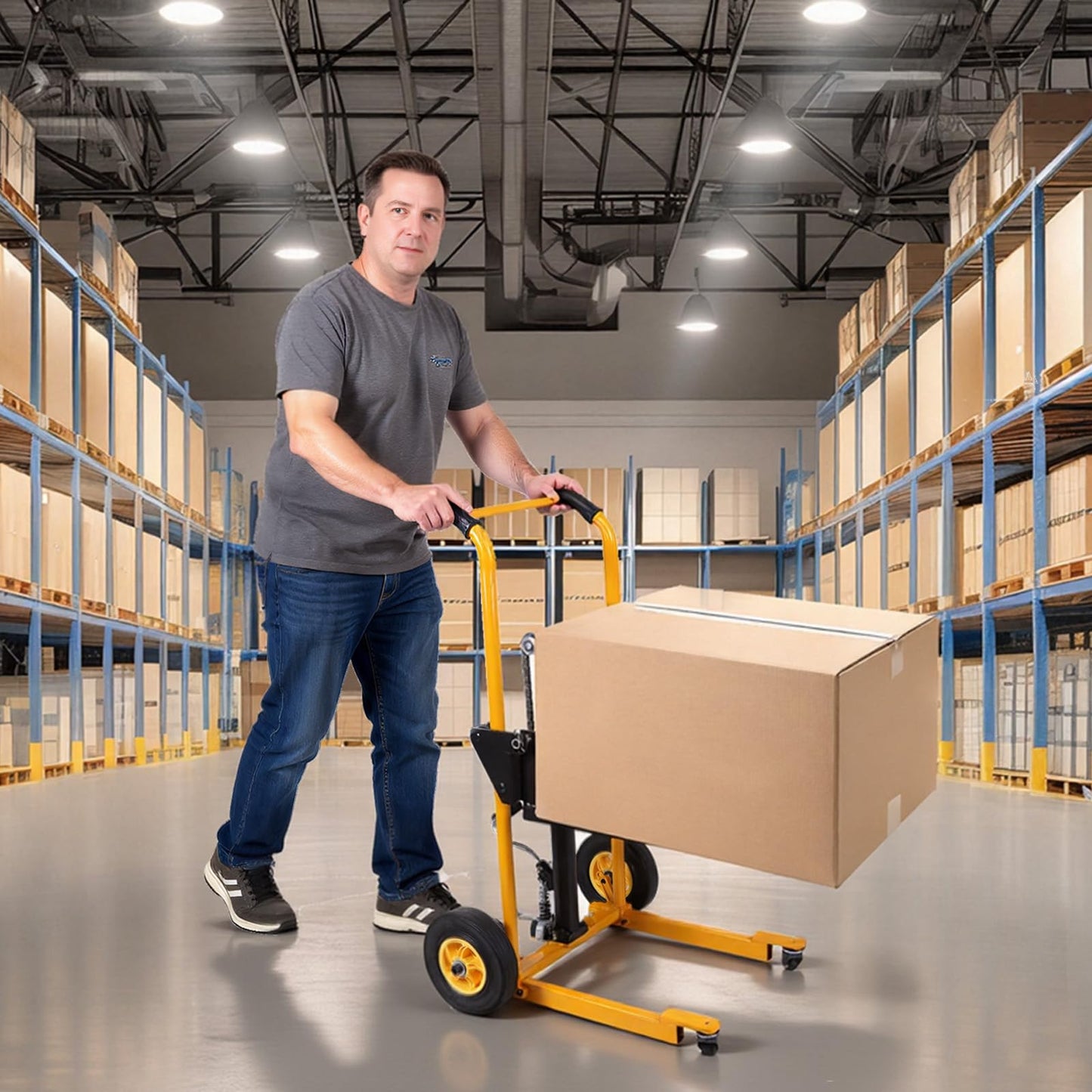 Mini Forklift Foldable Transport Lifting Cart with Swivel Wheels Portable Pallet Jack Table Cart Wear Resist for Household Warehouse Factory