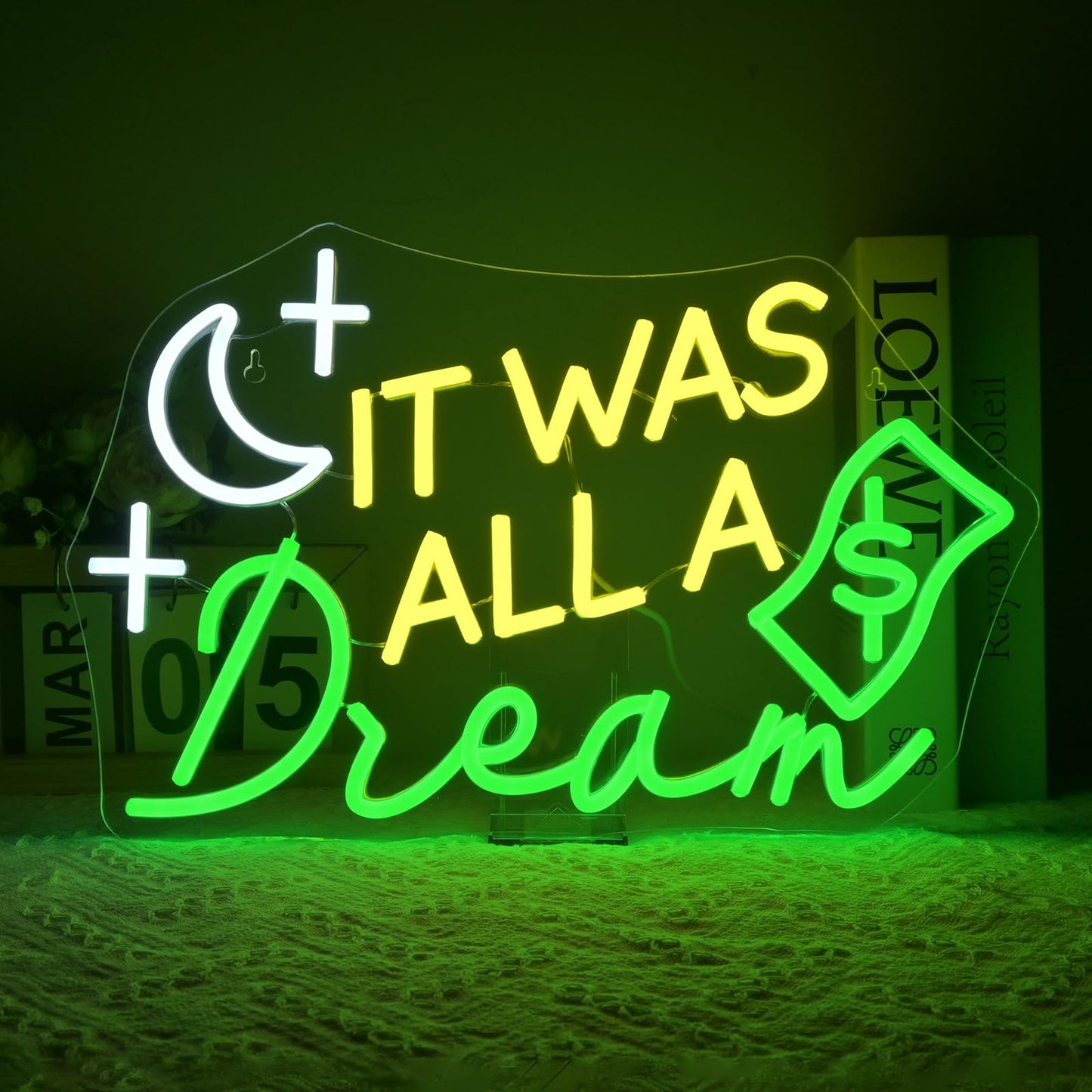 VVYXX It Was All a Dream Neon Sign Wall Decor Neon Light Bedroom Wall Decor Suitable for Classroom Book Party Library Decoration Reading Room Bookish Decor Gift