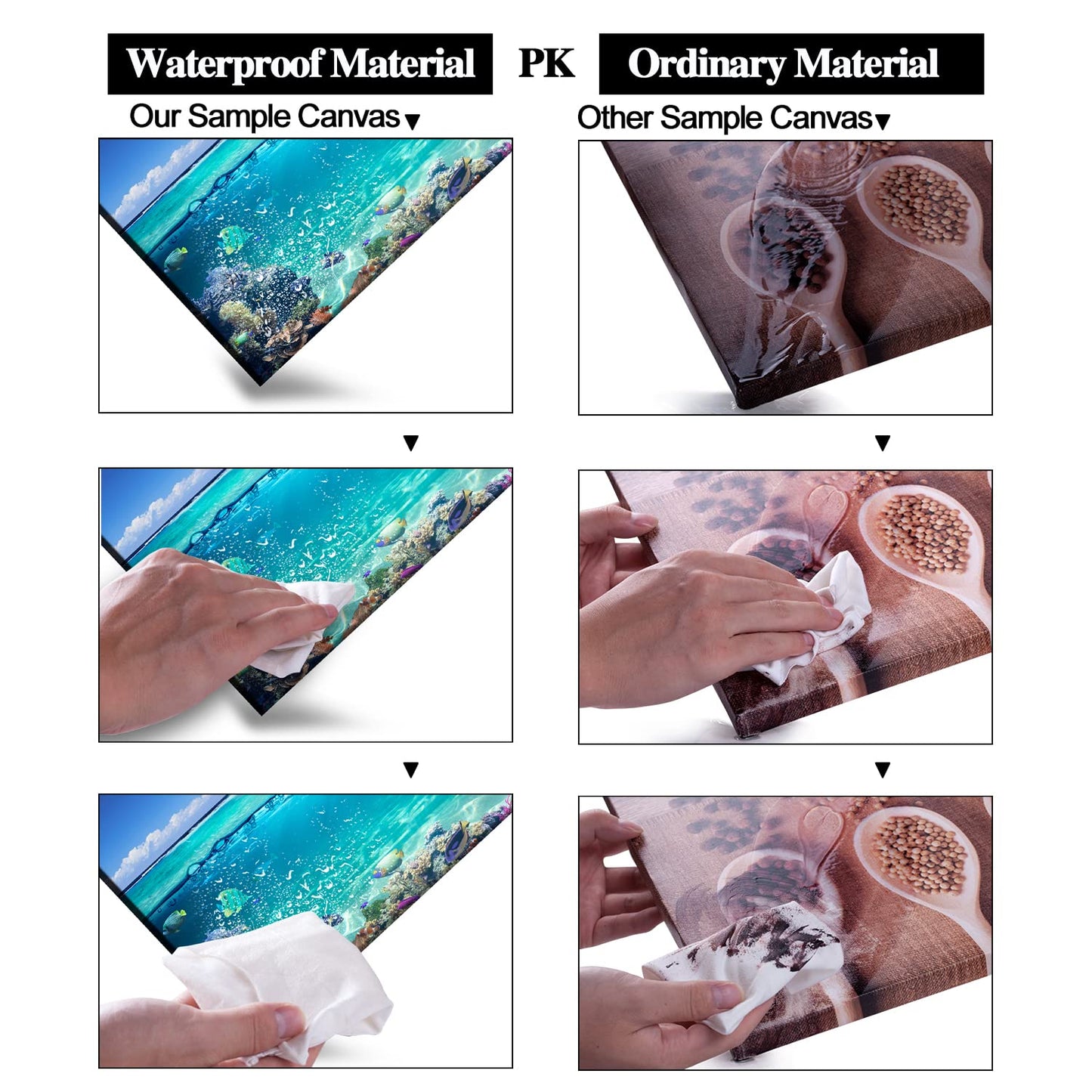Tropical Island Coral Reef Landscape Canvas Wall Art for Living Room,Unique View Split Waterline Scenery,Beautiful Nature Summer Travel Scenic Picture Print Artwork Painting Decor,Inner Frame 20x40