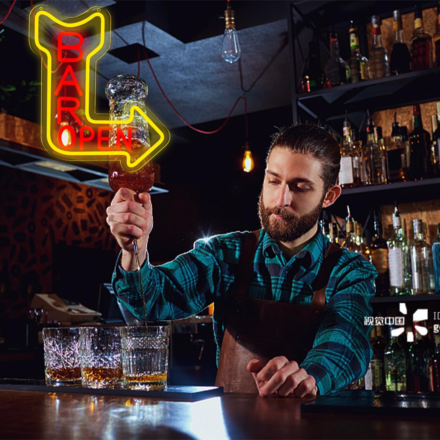 qbanziou Bar Open Neon Signs for Wall Decor，Open Signs for Business,Led Neon Light for Man Cave, Bar,Pub，Christmas Birthday Party Gift