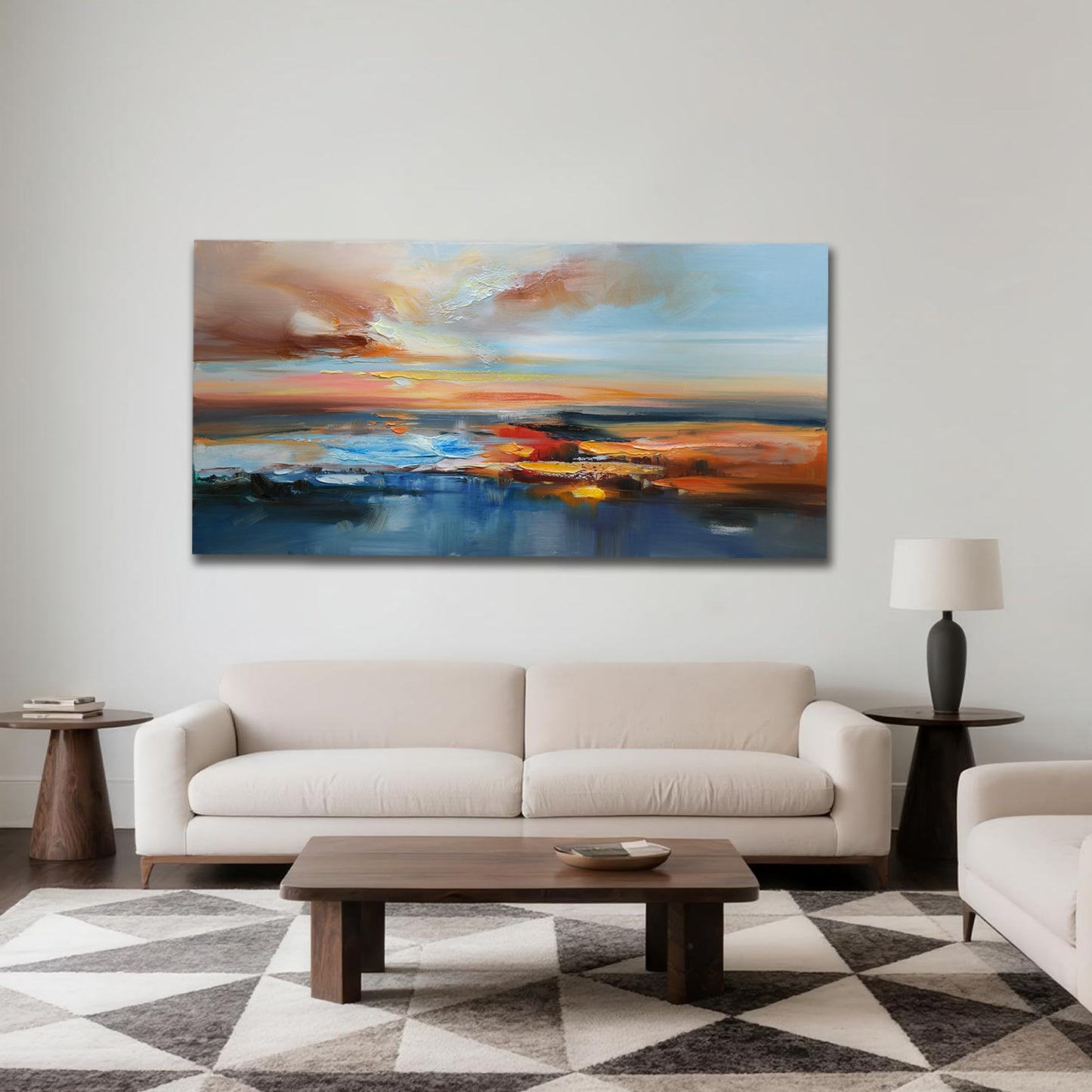 Brushart Abstract Wall Art Large Landscape Canvas Wall Art Pictures Paintings Wall Decor Living Room Textured Artwork for Dining Room Walls Bedroom Home Office, 48"x24"