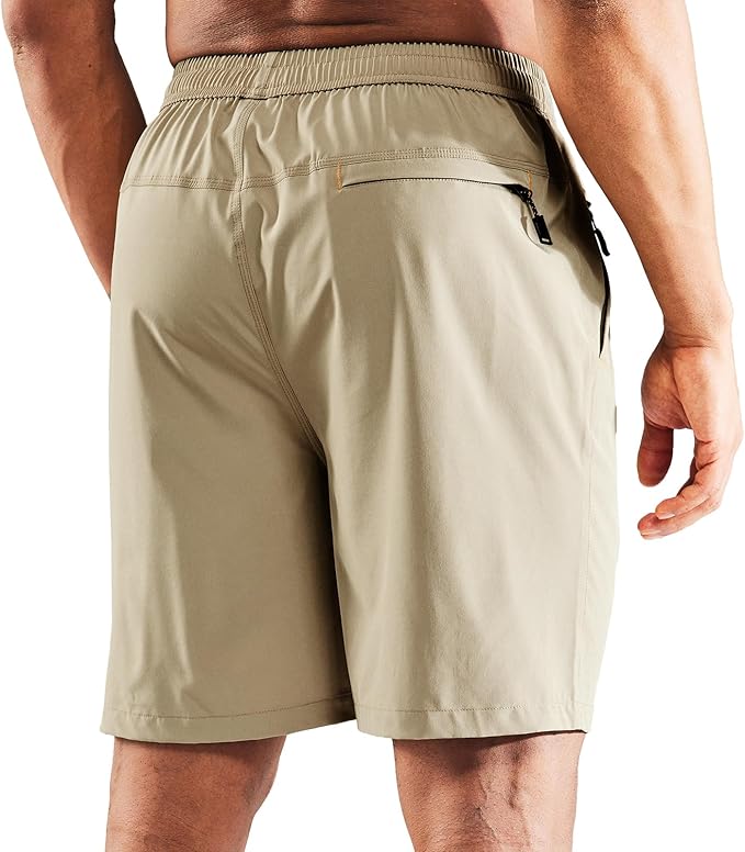 MIER Men's Quick Dry Running Shorts with Zipper Pocket, Elastic Waist Athletic Workout Exercise Fitness Shorts, 7 Inch