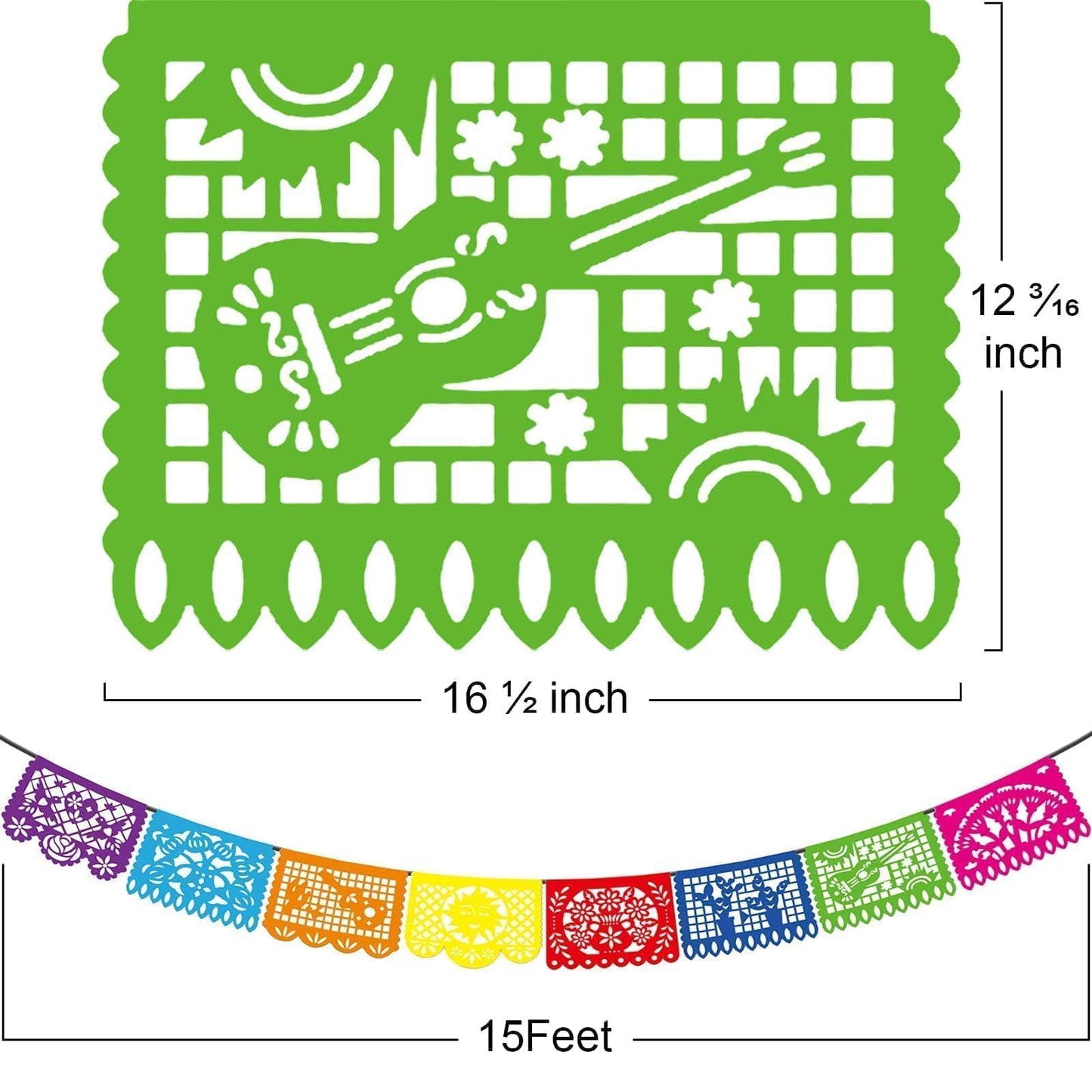 Asoulin 6PCS Mexican Party Banners, Cinco De Mayo Decoration Fiesta Party Decoration, Mexican Themed Party Decor 5 De Mayo Banner Plastic Papel Picado, Mexico Birthday Party Supplies -12 Patterns/90FT