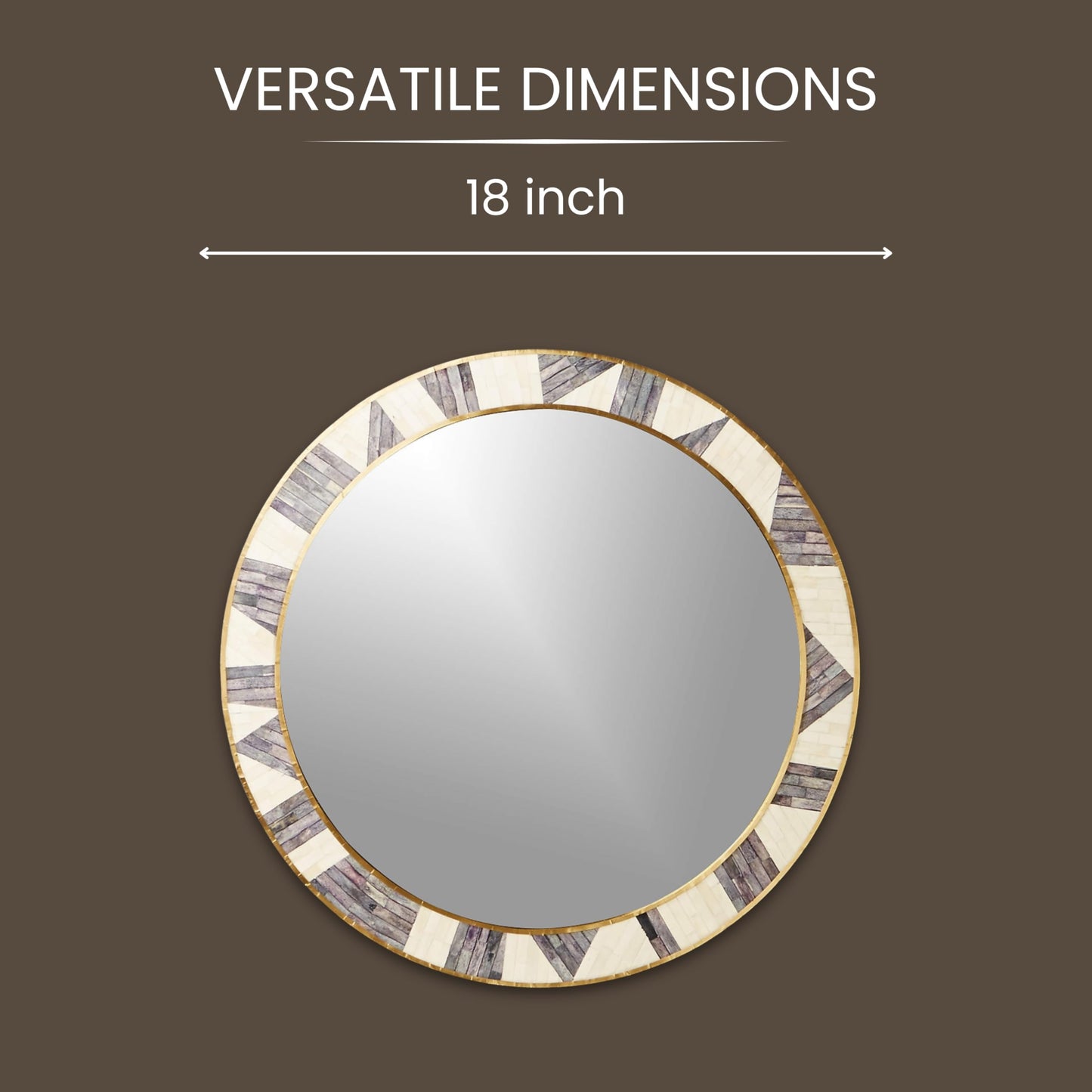 RUDRAKSHA CORPORATION Bone Inlay Mirror Frame Handcrafted Decorative Wooden Frame with Intricate Bone Inlay Pattern for Elegant Home, Living Room, Bedroom and Bathroom Wall Décor