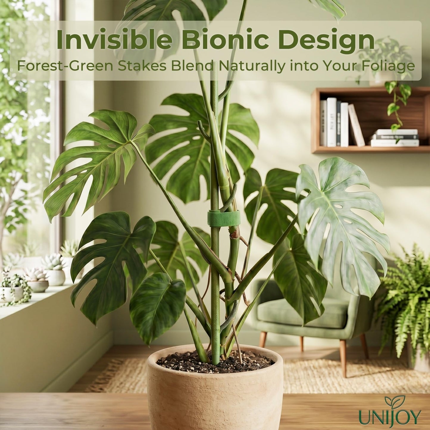 Heavy-Duty Monstera Plant Support Stakes - 10-Piece Stackable Sticks for Climbing Stem up to 39.6" Tall - 0.55" Thick Indoor Plant Poles & Outdoor Garden Structures