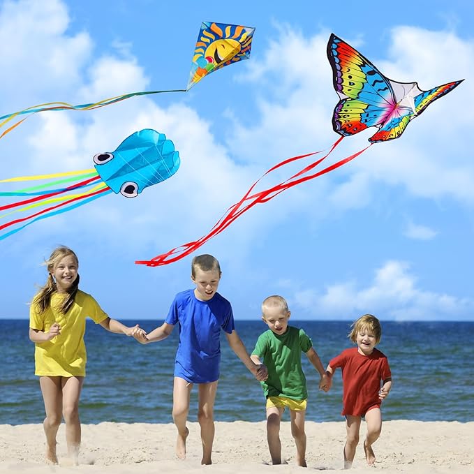 Large Octopus Kites for Kids & Adults,Big Kite for Beginners, Kites for Kids Ages 4-8,Outdoors Activities with Line and Handle