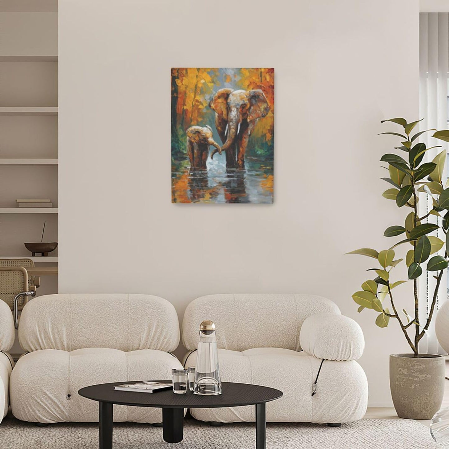 Elephant Wall Art Forest Canvas Wall Decor Pictures Paintings Prints Artwork Framed Decorations For Bathroom Bedroom Living Room Office Gifts 12" x 16"