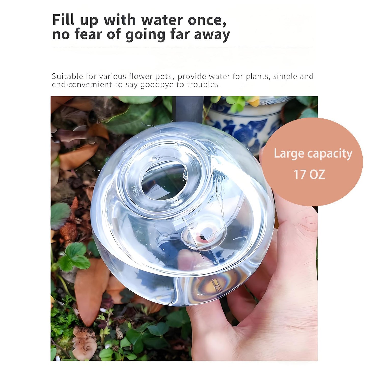 2pcsPlant Watering Glass Ball - Indoor Ceramic Automatic Waterer, Suitable for Gardens/Offices | Fashionable Design of Automatic Watering Device | Designed for Busy Office Workers//Plant Enthusiasts