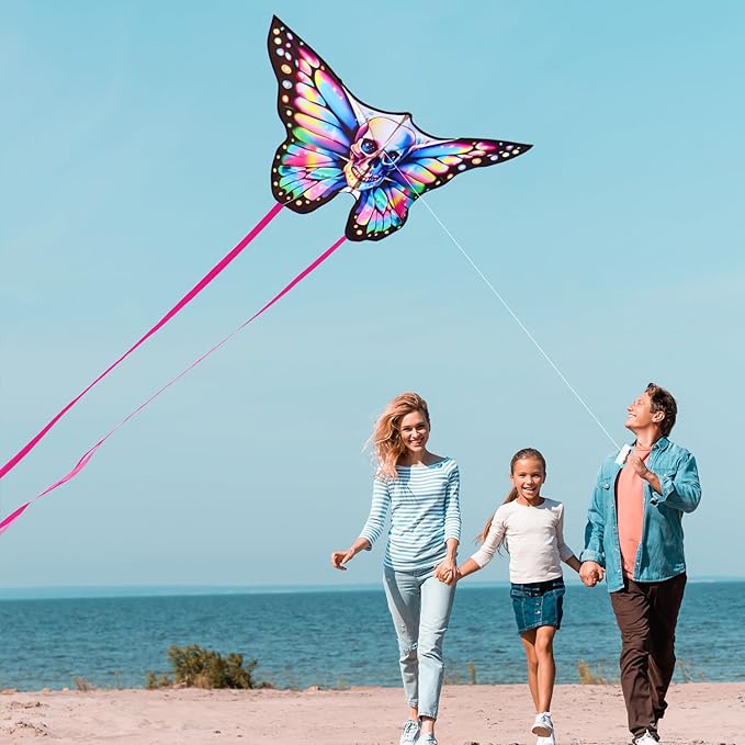 Butterfly Kites for Kids & Adults, Easy to Fly Design with Long Tail for Stability, for Kids Ages 4-8 & Beginners, Beach & Park Use | Family Outdoor Fun