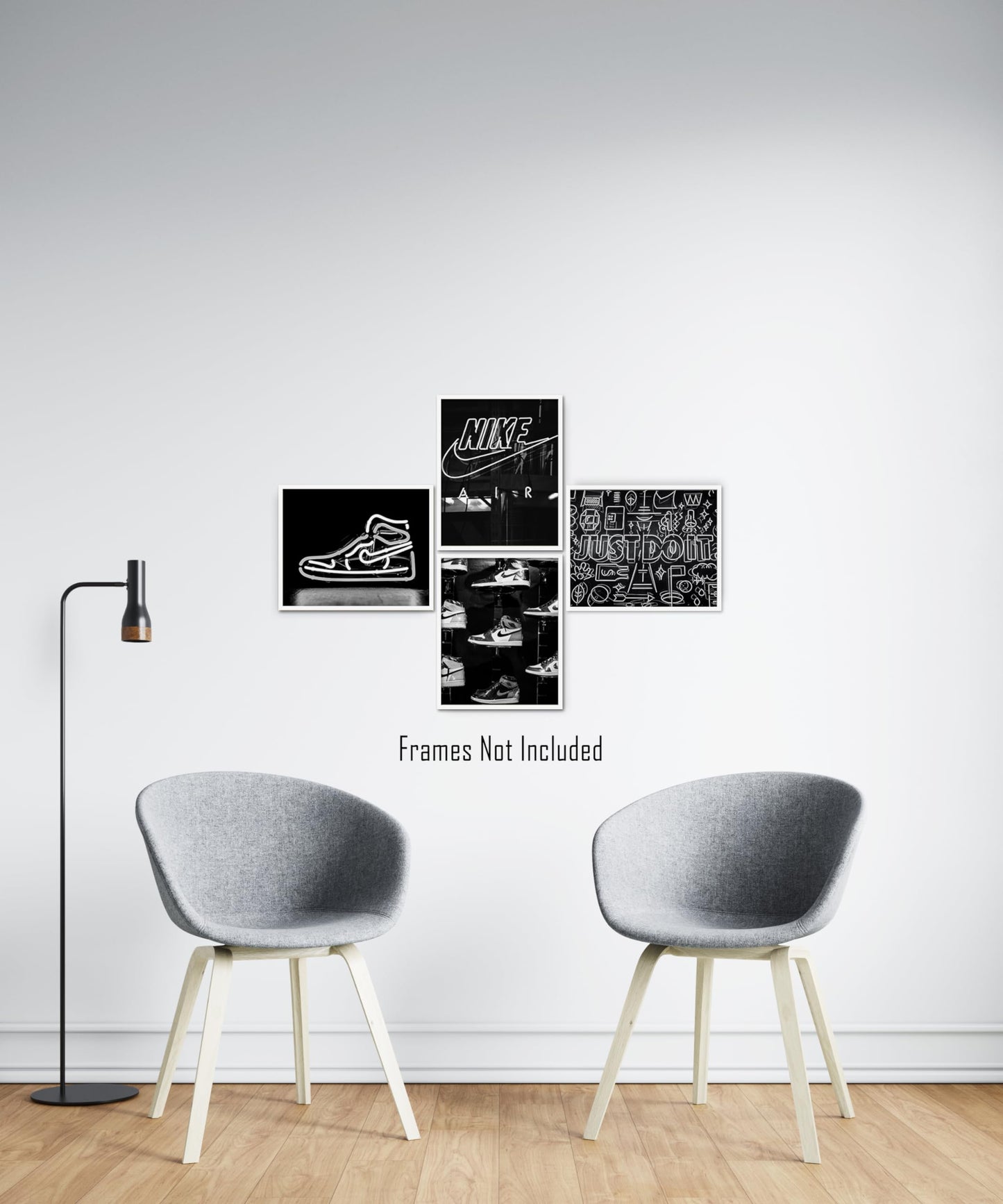 Generic Sneaker Posters (UNFRAMED 8 x 10 Set of 4) Hypebeast Wall Art Shoe Decor Sneakerhead Room Decor Air AJ Teen Boy Room Girl Room Wall Art Prints - Black and White Sneakers QUAD