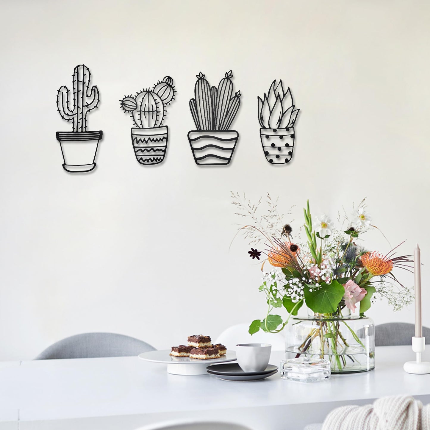 4 Pieces Western Decor Cactus Decor Natural Themed Metal Wall Decors Plant Modern Metal Wall Art for Home Living Room Bathroom Office