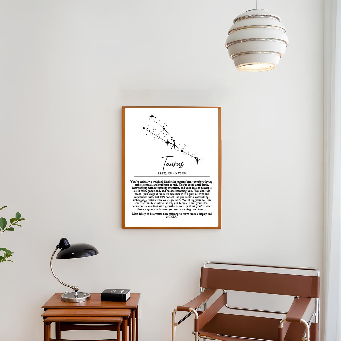 Taurus Zodiac Wall Art Print – Funny & Snarky 11x14 Unframed Astrology Poster with Constellation & Satirical Traits – Comedic Horoscope Gift for Taurus Women or Men – Cozy Earth Sign Home Decor.