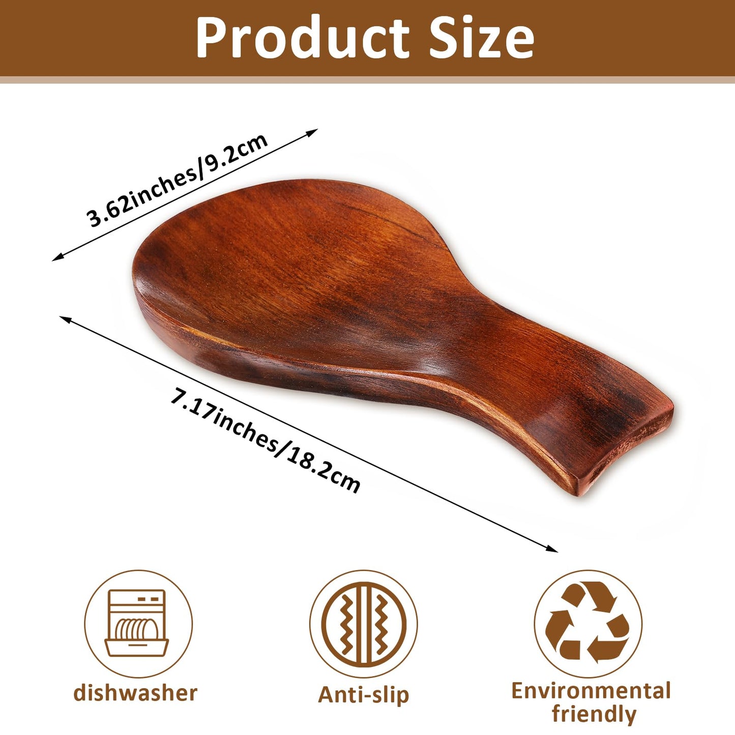 1 PCS Wooden Spoon Rest for Kitchen Counter, Smooth Wood Spoon Holder for Stove Top, Perfect Wood Utensil Rest for Spatula, Modern and Rustic Utensil Holder for Farmhouse (7.17"×3.62")