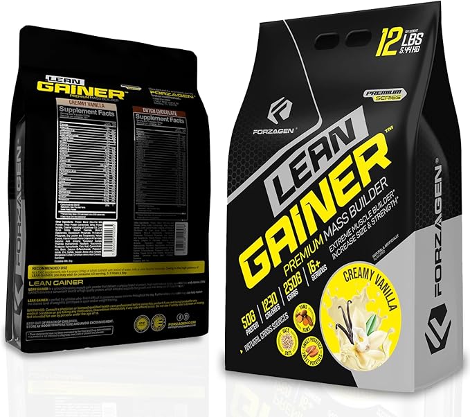 Forzagen Lean Gainer Premium Mass Builder | Mass Gainer Protein Powder for Men & Women (12 Lbs, Creamy Vanilla)