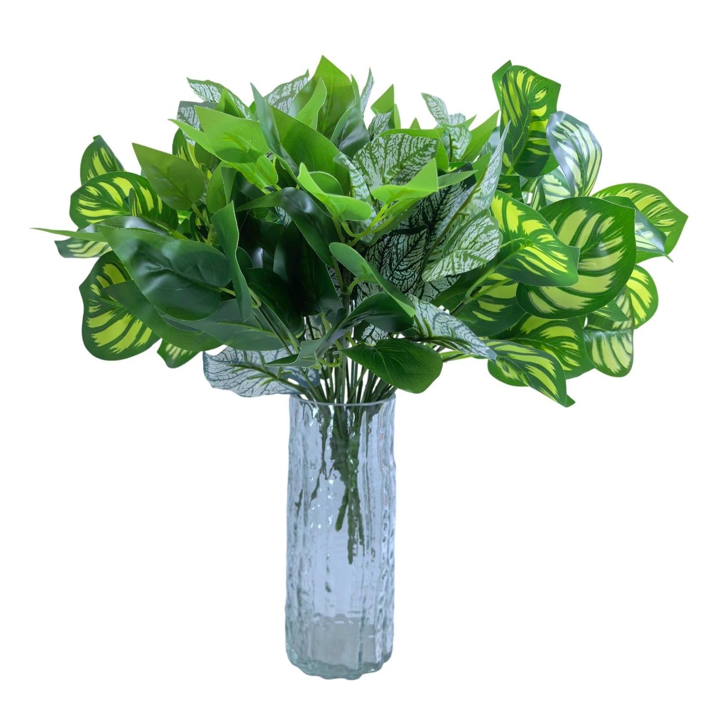 RongyuHuide 6 Bundles of Artificial Green Plants, Artificial Greenery, Fake Floral Plants Decor Outdoor Artificial Plants,Plastic Plants，Outdoor Large Decorative Flowers (Green)