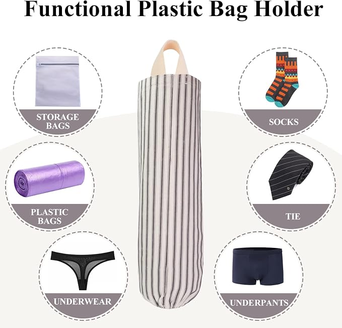 TOGETRUE Plastic Bag Holder, Wall Mount Grocery Bag Holder, Reusable Trash Bags Organizer for Home Kitchen Pantry Decor (Black)