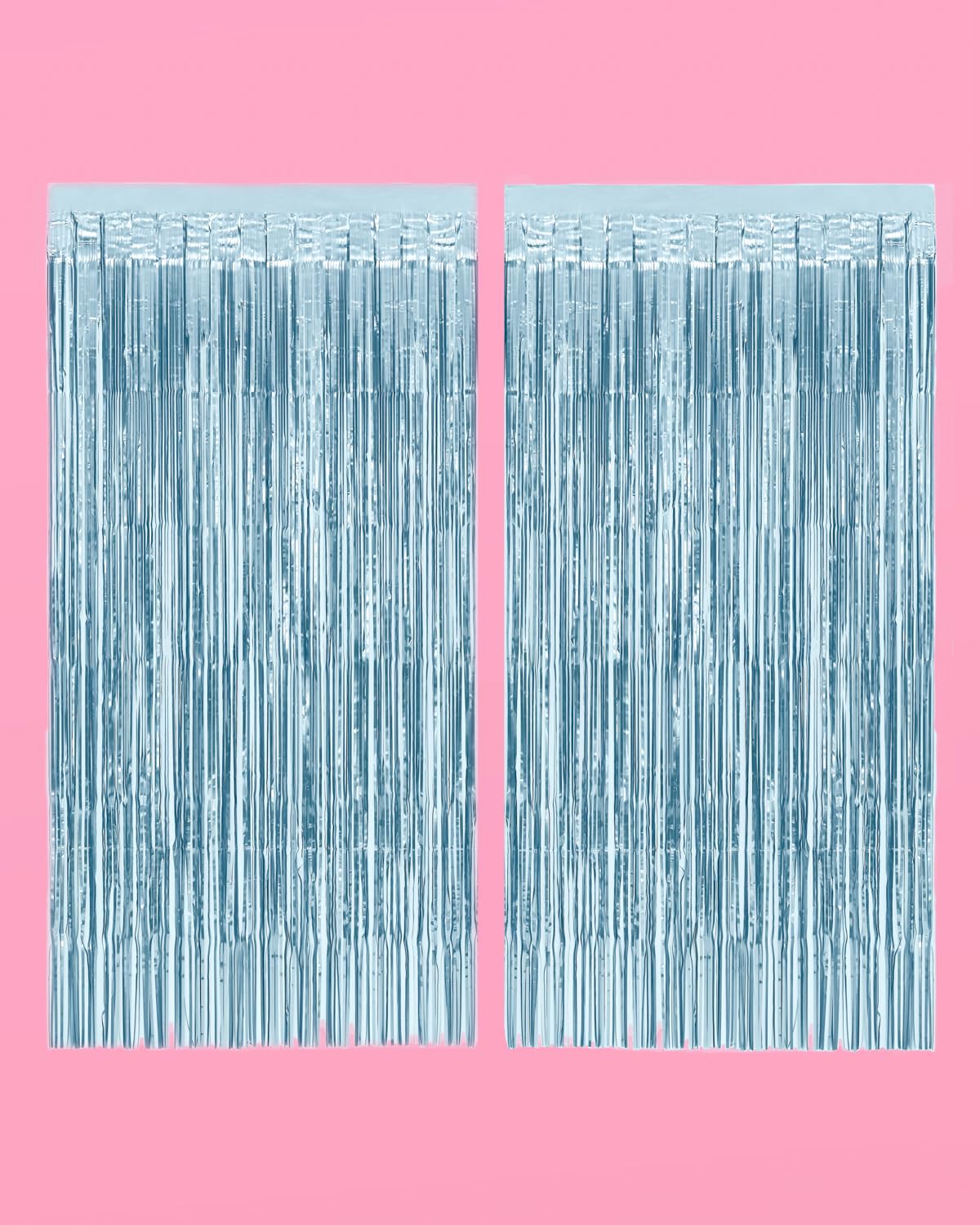 xo, Fetti Party Decorations Matte Blue Fringe Foil Curtain - Set of 2 | Bachelorette Bridal Shower Backdrop, Wedding, Birthday Photo Booth