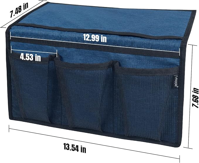Gloppie Bedside Storage - Table Nightstand & Loft-Bed Caddy with Pockets - Dorm Organizer, Blue