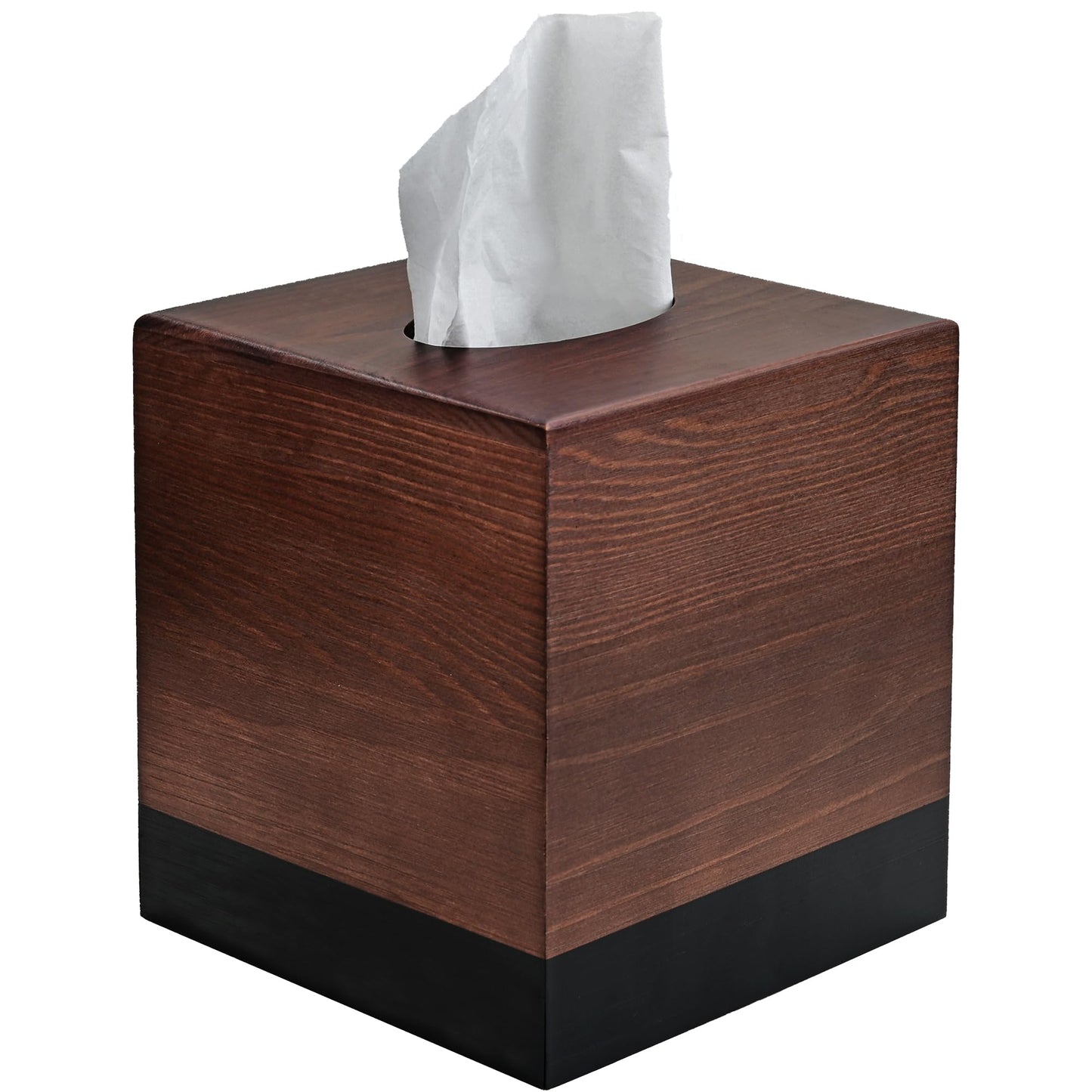 Chicvilla Tissue Box Cover Square, Wooden Tissue Box Holder with Slide-Out Bottom, Wooden Tissue Box Cover Cube for Bathroom, Bedroom, Dinner Table, 5.5 x 5.5 x 6.1 inches, Pine Wood