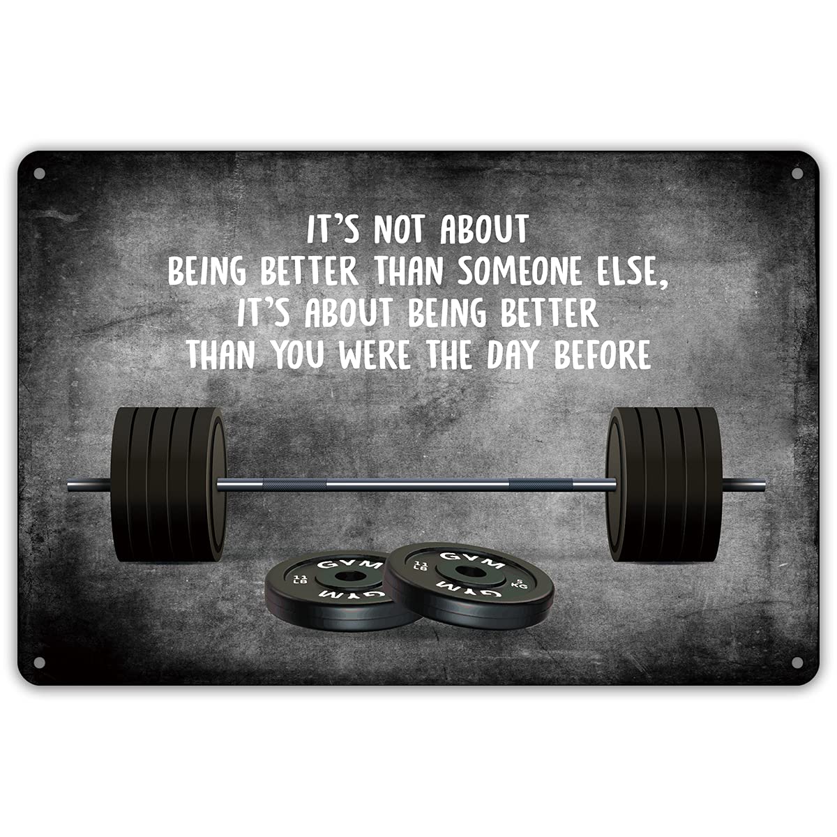 QIONGQI Motivational Quote It's Not About Being Better Than Someone Else Metal Tin Sign Wall Decor Inspirational Quote Fitness Gym Art Signs for Home Decor Gifts