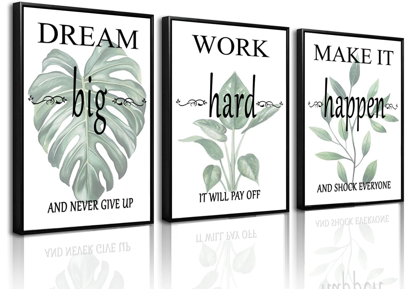 Pormipone 3Pcs Motivational Office Wall Decor Inspirational Canvas Wall Art,Quotes from Successful Entrepreneurs Wall Art Poster Canvas Print for Living Room Bedroom Study Office Home Decoration