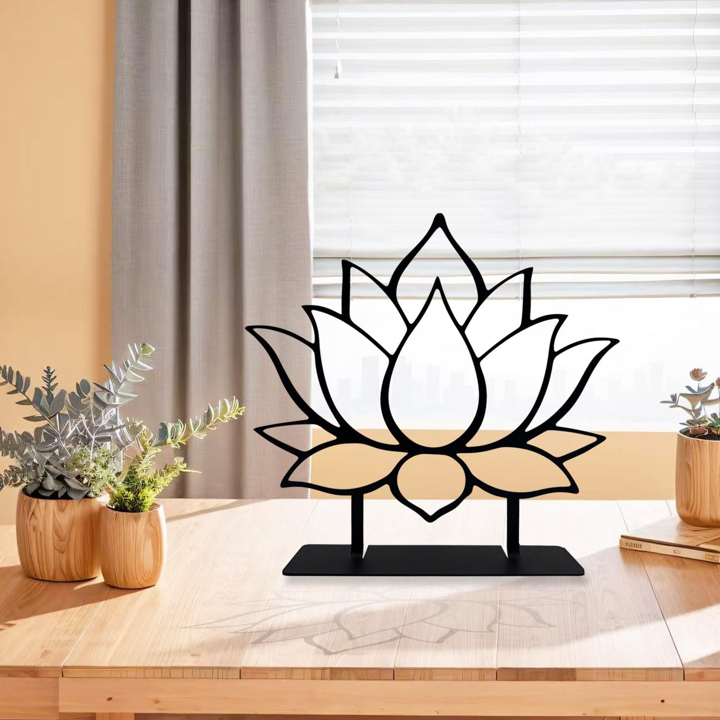 DASIMAT Metal Lotus Flower Tabletop Decor, Lotus Abstract Table Decor, Meditation Accessories, Zen Flower Art, Flower Center Pieces Decoration for Table, Spiritual Gifts