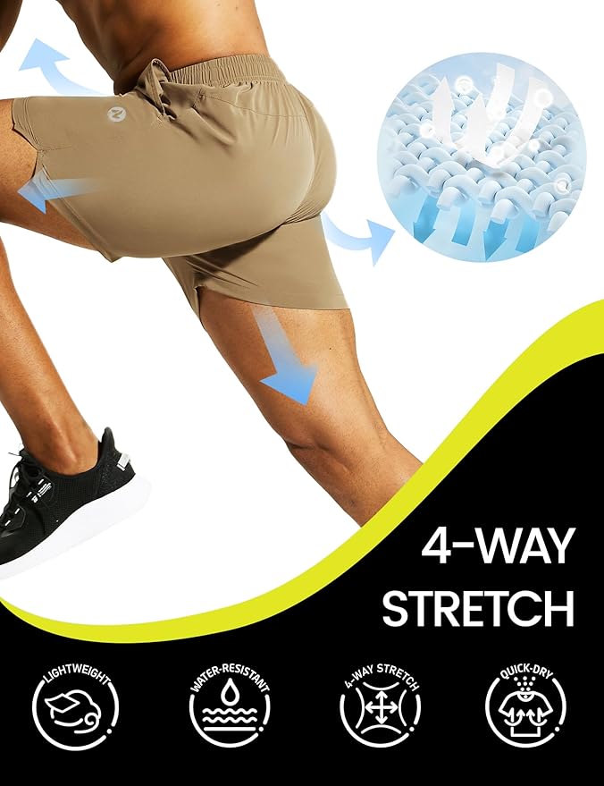 Nepest Men's 5?™â€?Athletic Running Shorts with Pockets, Lightweight Quick Dry Gym Workout Training No Liner Shorts