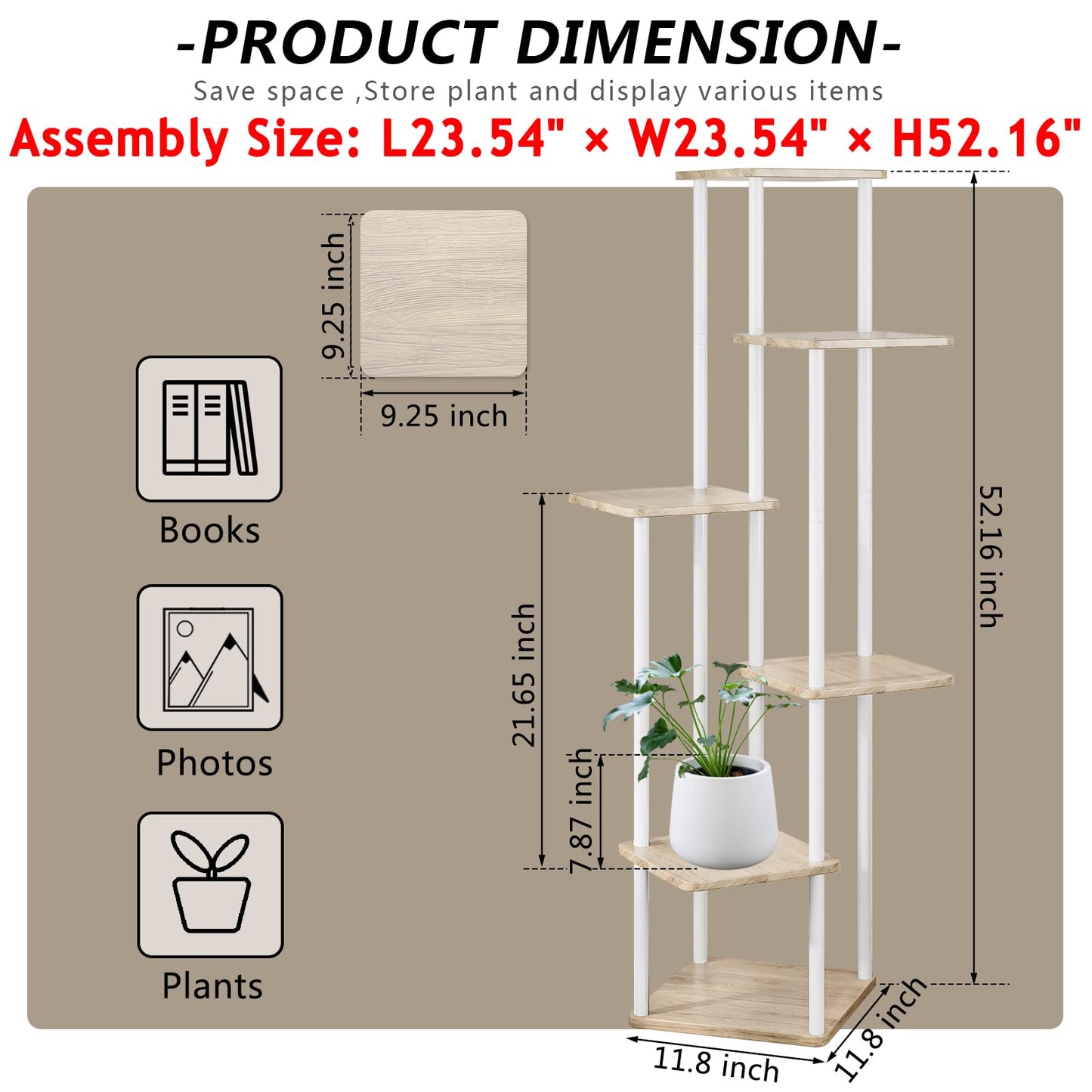AZERPIAN Plant Stand 6 Tier Indoor Metal Flower Shelf for Multiple Plants Corner Tall Flower Holders for Patio Garden Living Room Balcony Bedroom, White