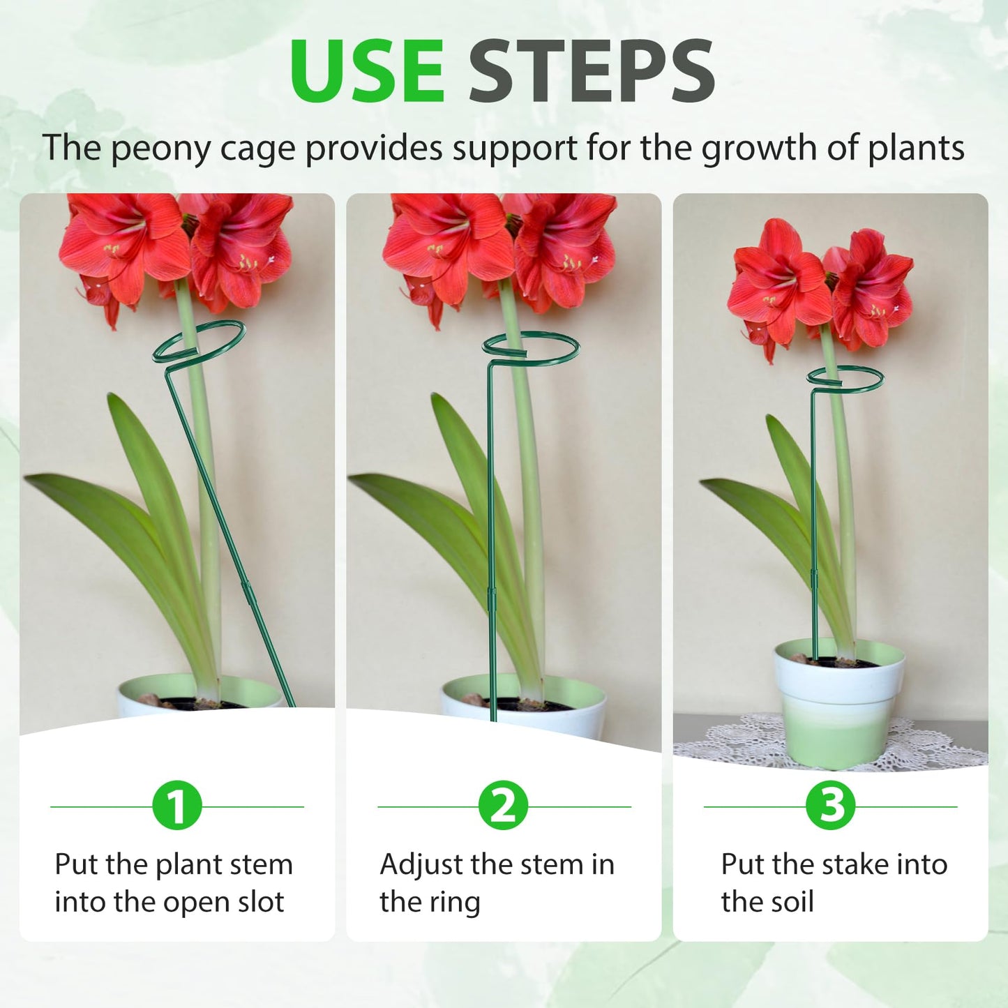 Unves 24 Inch Plant Stakes Tall, 12 Pack Garden Plant Support Stakes,Two Sizes(12" or 24") Single Stem Plant Cage for Outdoor Indoor Plants Orchid, Tomatoes, Peony, Lily, with 100 Pcs Twist Ties