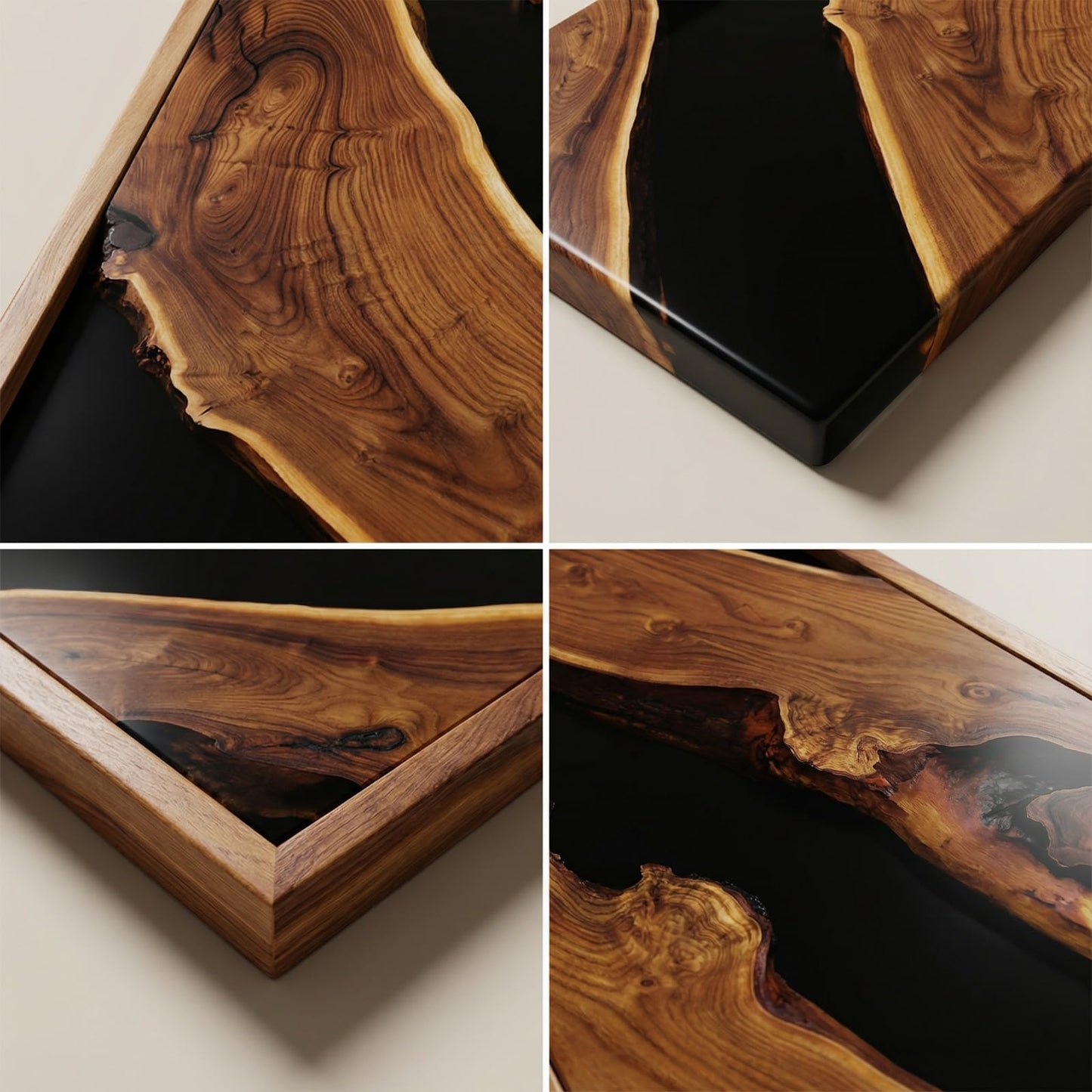 Modern Rustic Wall Art - Live Edge Olive Wood Single Panel Decor - Black Background Wood Art - 14"x30"