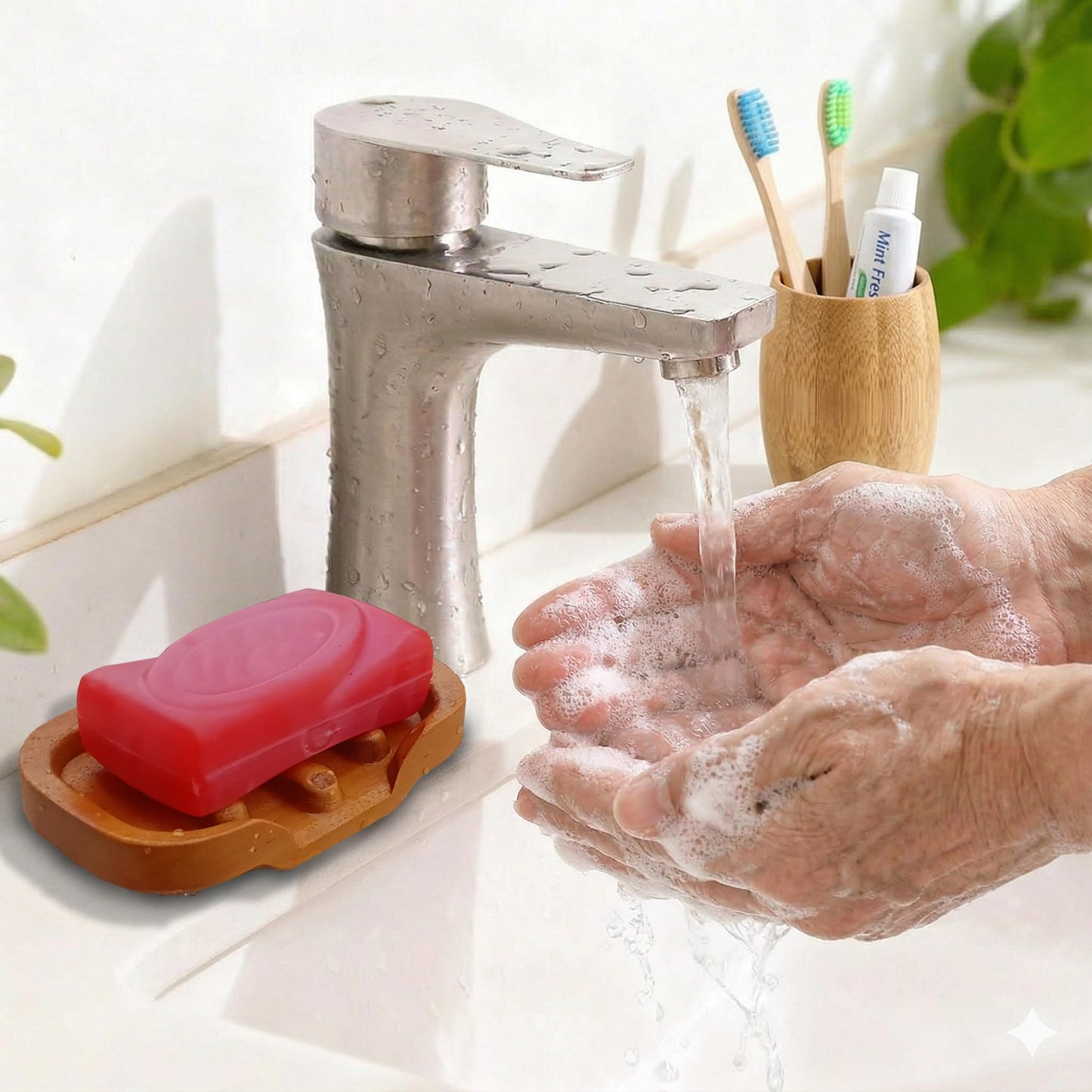 Bar Soap Holder for Shower by NAZAKOOL, Solid Teak Wood Soap Dish with Raised Edges (No-Slip), Draining Soap Saver for Bathroom, Kitchen Sink