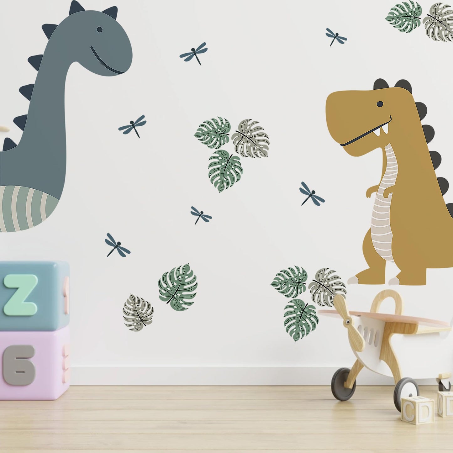 Large Dinosaur Wall Stickers,Cute Cartoon Dinosaur Art Decor,Peel and Stick Jungle Dino Wall Decals for Kids Boys Nursery Bedroom Playroom Daycare Classroom Baby Shower Birthday Party Decor Gifts