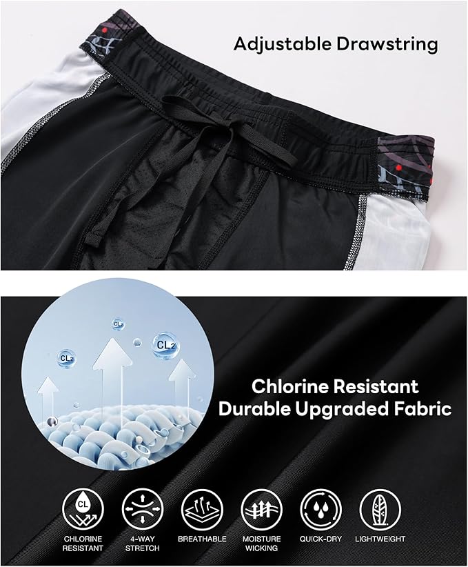 HUGE SPORTS Men's Rash Guard Swim Shorts Compression Swimming Jammer Cool Dry Active Swimsuit Workout Shorts Sports Tights