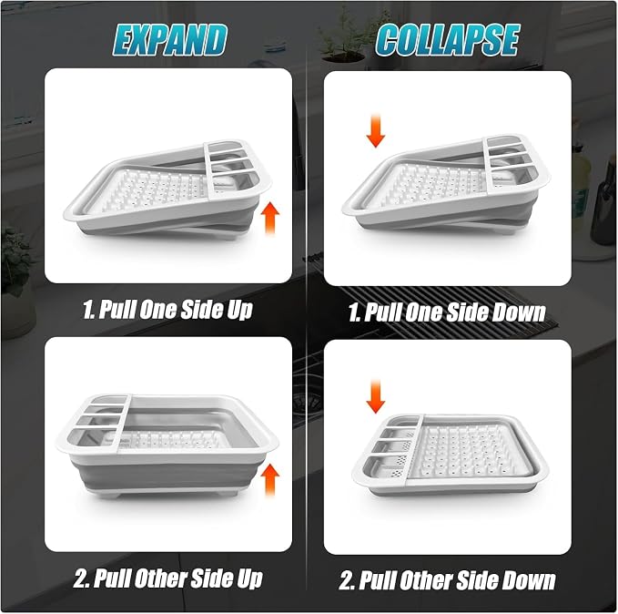 2 Pack Collapsible Dish Drying Rack Portable Dish Rack for Kitchen RV Campers Travel Trailer - Space Saving Kitchen Storage Tray, Send Goods from Local Warehouse